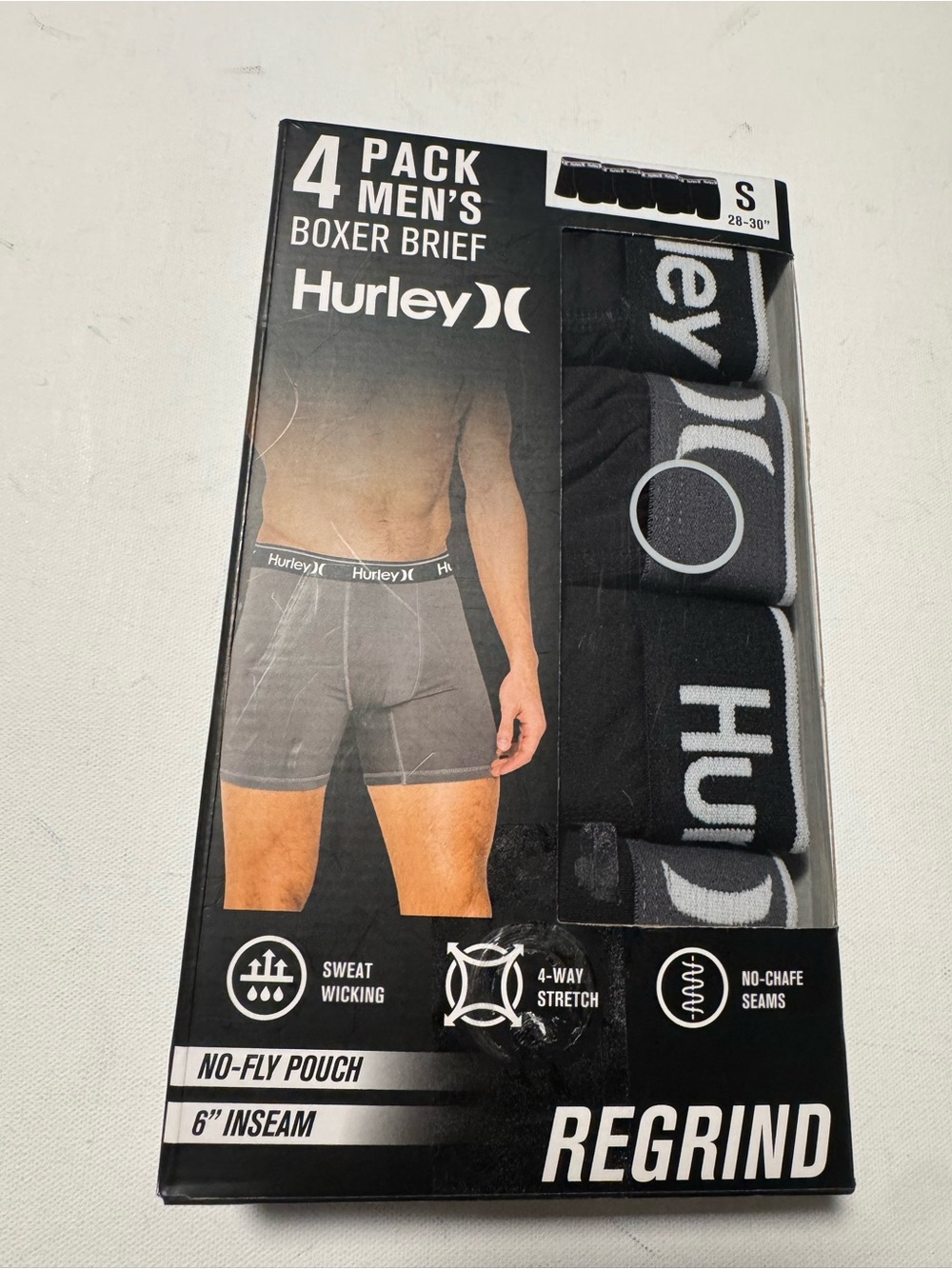 Hurley Boxer Briefs Mens Small Black 4 Pack